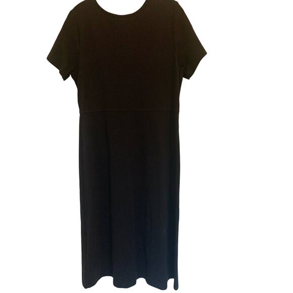 LL Bean Midi Dress Med-Reg Black Supima Cottom Knit Stretch Sheath Classy - Picture 2 of 5